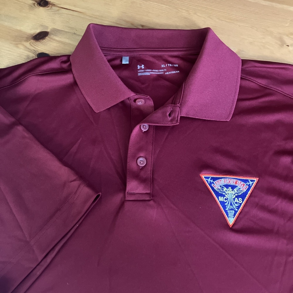 Under Armour Polo Shirt Beufort MCAS XL HeatGear Maroon Short Sleeve